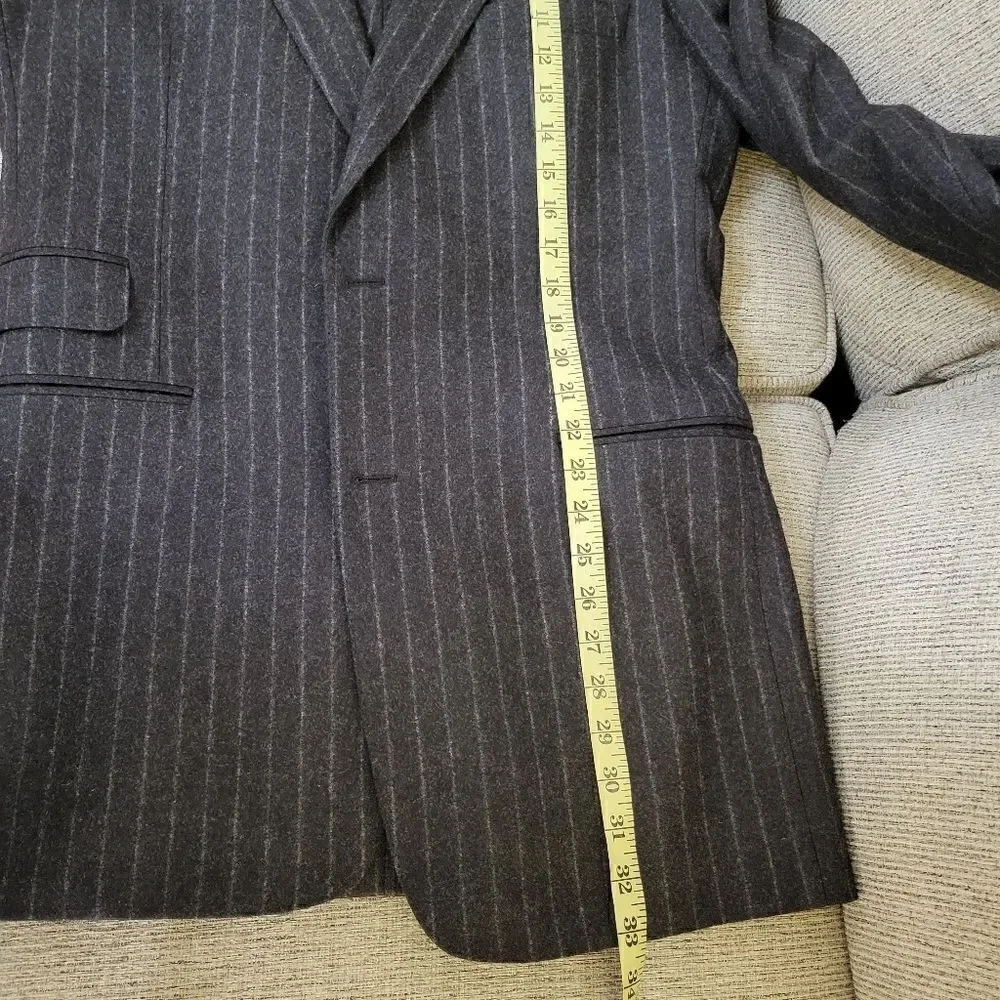 Paul Stuart Wool Blazer Dark Gray Striped Size 41 XL